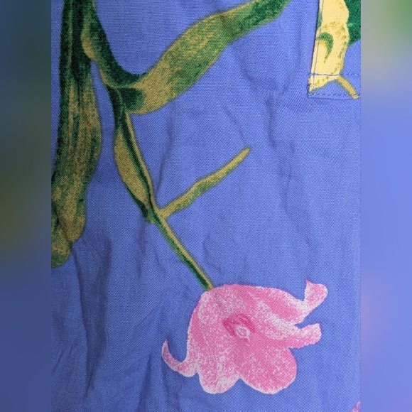 LOFT Women's Floral Blue Blouse Top Deep V-neck Balloon Sleeve Sz M - Picture 4 of 9